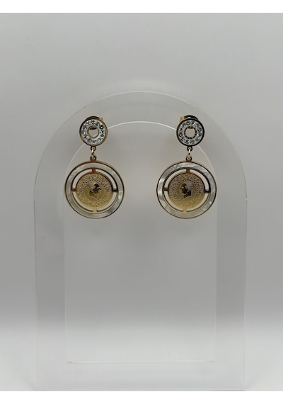 Arnes Jewelry Çelik Çeyrekli Zirkon Taşlı Küpe Ar181nes Gold