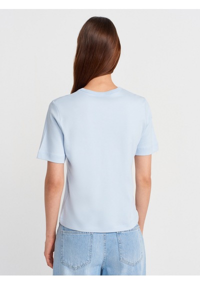 Dilvin 31840 V Yaka Kısa Kollu T-shirt-açık Mavi Açık Mavi