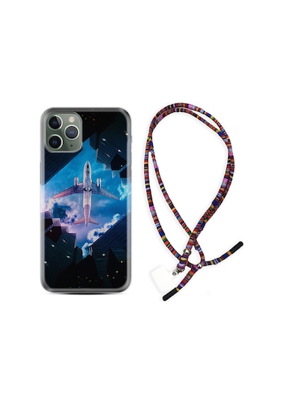 Apple Uyumlu iPhone 11 Pro Kılıf Rasta Boyun Askılı Plane Sky 1623