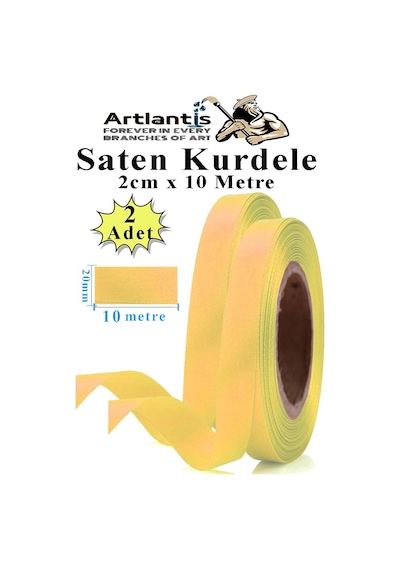 Açık Sarı Kurdele Saten 2 Cm 10 Metre 2 Adet Saten Kurdela Parlak Hediye Ve Süsleme Şeridi Süs Paketleme Çiçek Saç El