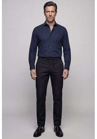 Bisse Lacivert Regular Fit Keten Birit Yaka Gömlek Gmktna1224017 C39