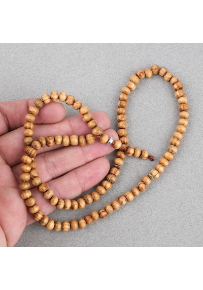 Şimşir Ağacı Vernikli 99luk Tekerlek Kesim 7x5mm Tesbih Açık Kahverengi