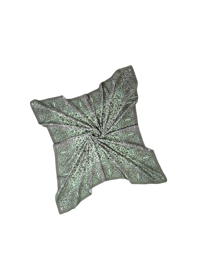 Mim Eşarp Mısırlı Eşarpları Büyük Boy Etnik Desenli Eşarp 120x120 Cm Vizon