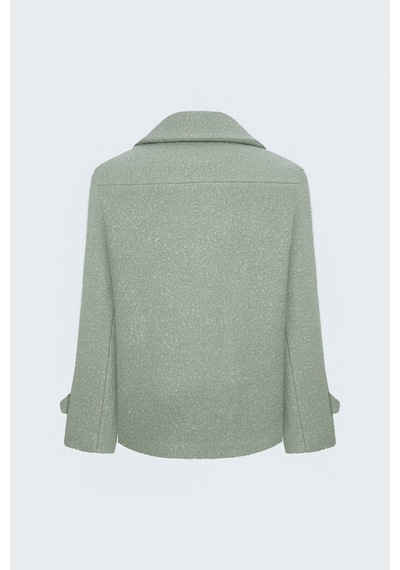 Sateen Dokulu Buklet Kısa Kaban - Mint-138051