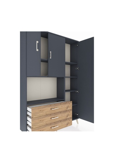 Arges Dolap 7 Raflı 3 Çekmeceli 3 Kapaklı 132x30x195 Antrasit-antrasit/çam Antrasıt/atlas Çam Arges Dolap 7 Raflı 3 Çekmeceli 3 Kapaklı 132x30x195 Antrasit-antrasit/çam Antrasıt/atlas Çam