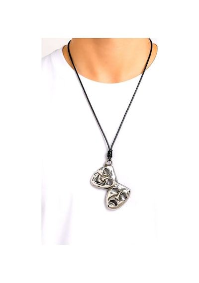 Kore İp Askılı Ve Krom Çelik Kaplamalı Unisex Tribal Kolye Kkrm-04 Gümüş7