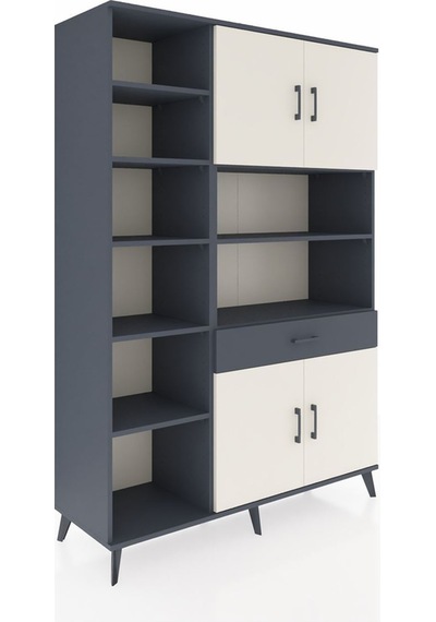 Hyperion Dolap 10 Raflı Tek Çekmeceli 4 Kapaklı 132x44x195 Antrasit-aytaşı/antrasit Aytası/antrasıt - Antrasıt Hyperion Dolap 10 Raflı Tek Çekmeceli 4 Kapaklı 132x44x195 Antrasit-aytaşı/antrasit Aytası/antrasıt - Antrasıt