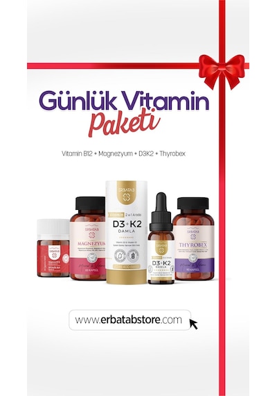 Erbatab Günlük Vitamin Paketi (Thyrobex - D3K2 - B12 - Magnezyum)