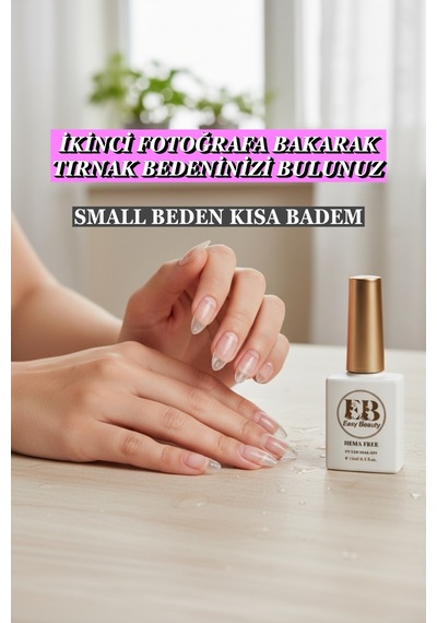 100 Adet Small Beden Kısa Badem Jel Tips Kısa Badem Protez Takma Tırnak Seti Small