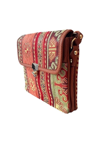 Otantik Kilim Desenli Omuz Çantası Yeşil