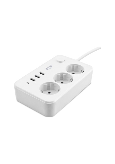 2 M Ölçülü Termal Akım Korumalı Uzatma Kablosu 3 Priz + 3x Usb 2.1a Anahtarlı 01