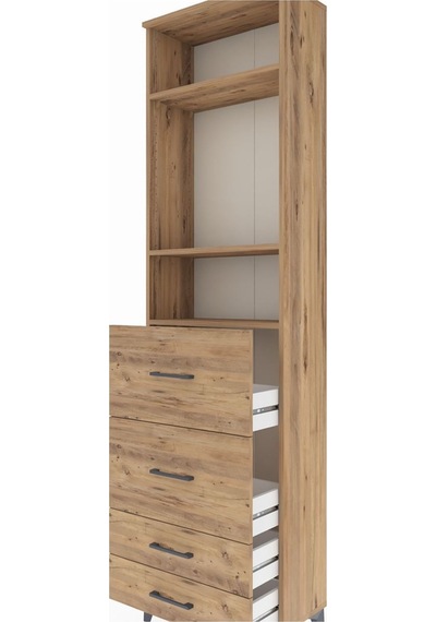 Arges Dolap 3 Raflı 4 Çekmeceli 60x30x221 Çam-çam Atlas Çam