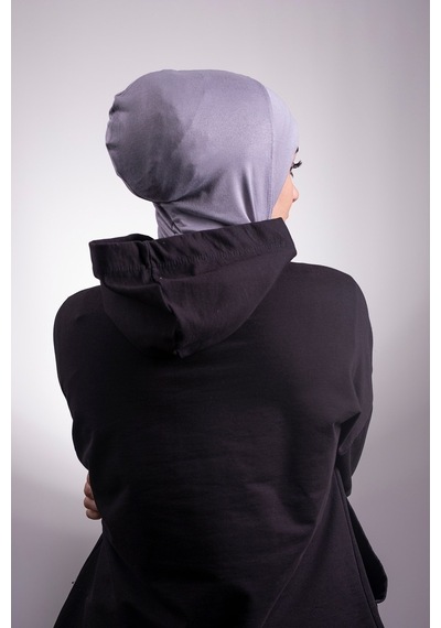 Hürrem Bone Koyu Gri Pratik Hazır Geçmeli Bone Viskon Kumaş Hijab Spor 2106_2