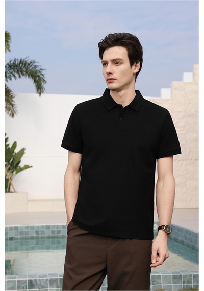 New Performance Premium Polo T-shirt 100% Pamuk Merserize Siyah