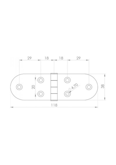 Paslanmaz Krom Menteşe. 38X118Mm. 304 Paslanmaz Krom