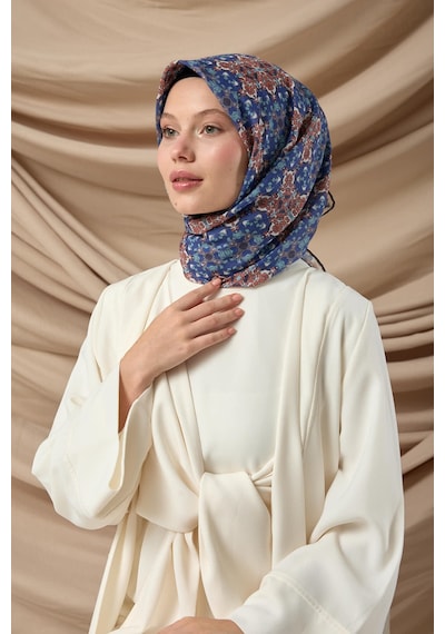 Silk Home Soft Eşarp 73093-09 Saks, Kiremit, Beyaz, Antrasit
