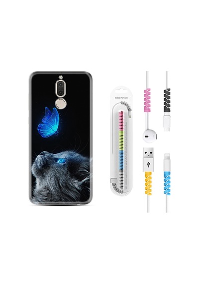 Huawei Mate 10 Lite Kılıf Kablo Koruyuculu Butterfly Cat 1891