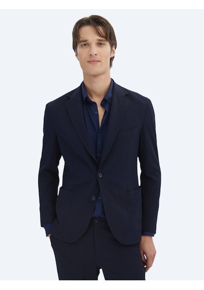Kip Lacivert Desenli Modern Fit Takım Elbise Lacivert