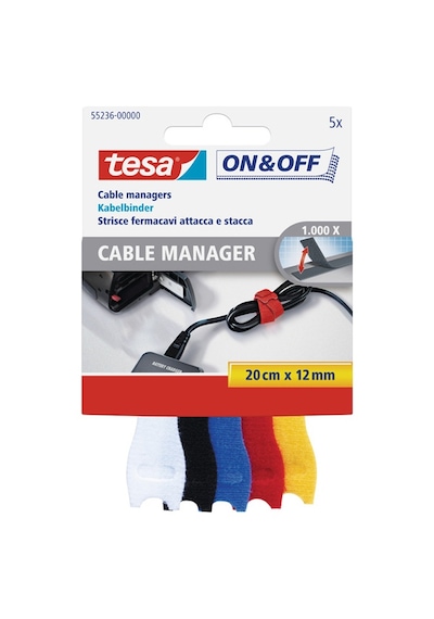 Tesa Kablo On & Off Organizatörü Renkli 5 Li 0.2 M 12 Mm 55236-00000-01