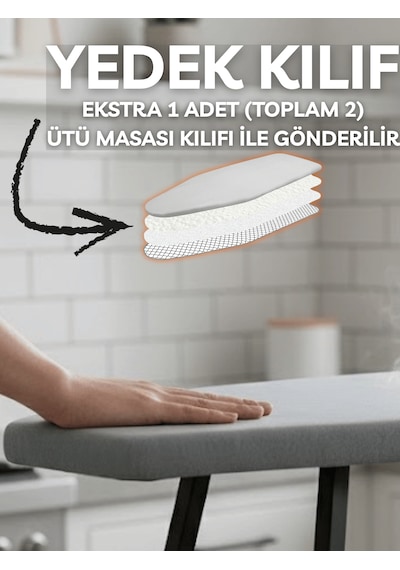 Beylini Mini Ütü Masası Yedek Kılıflı Pratik Konforlu Hafif Asılabilir Taşınabilir Portatif Seyahat Kompakt Ütü Masa 40x90 Cm Gri
