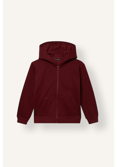 Defacto Basıc Düz Kapüşonlu Kalın Sweatshirt Kumaşı Hırka Kız Çocuk C8110a826aubr204 Bordo-br204