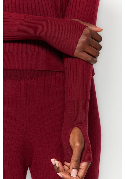 Ersefa Tarz Kadın Modern Moda Normal Bel Boru Paça Bisiklet Yaka Basic P bordo Ersefa Tarz Kadın Modern Moda Normal Bel Boru Paça Bisiklet Yaka Basic P bordo