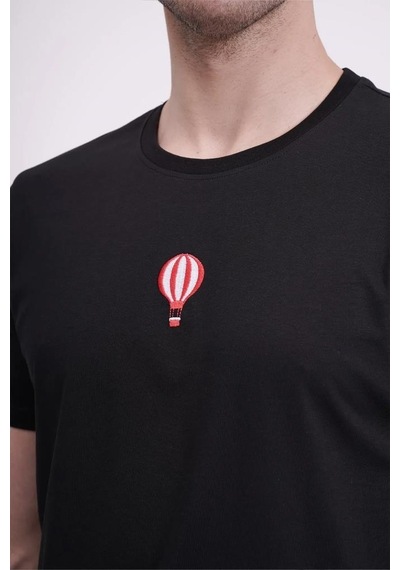 The Socks Company 23scts240u Uçan Balon Nakışlı Bisiklet Yaka Siyah Tshirt 001