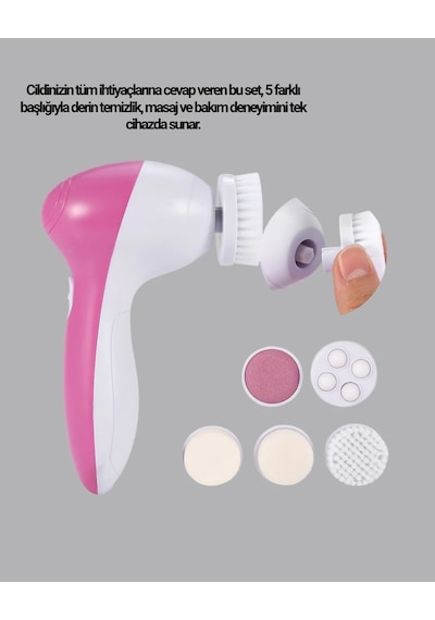 5 Başlıklı Yüz Masaj Aleti Cilt Temizleme, Peeling, Siyah Nokta Ve Gözenek Bakımı 14752769