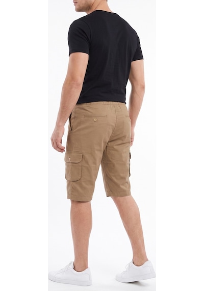 Erkek Kargo Cepli Kanvas Kapri Şort Beli Lastikli Bağcıklı Bgl-st05576 CAMEL