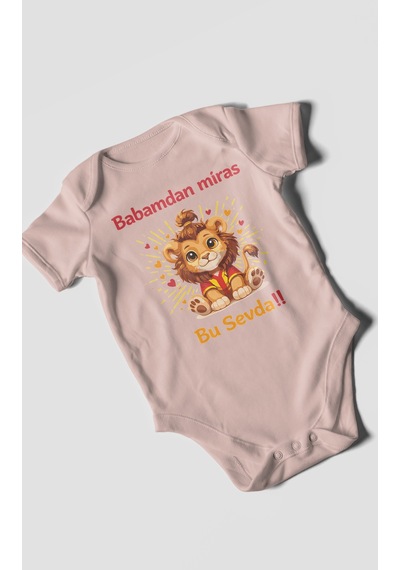 Morivokids Babadan Miras Bu Sevda Kısa Kollu Bebek Body Pastel Pembe