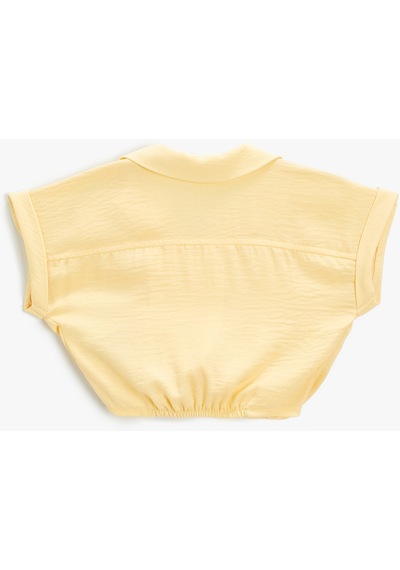 Koton Crop Gömlek Kısa Kollu Önden Bağlamalı Sarı 4skg60097aw Sarı