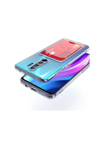 Xiaomi Redmi Note 8 Pro Kılıf Kartlıklı Şeffaf Zore Setra Clear S Renksiz