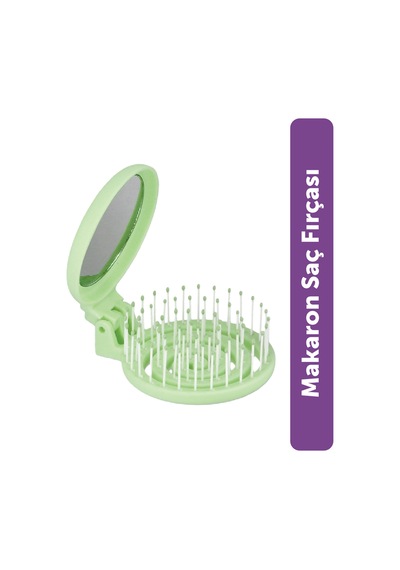 Beauty Makaron Saç Fırçası - 3d Esnek, Aynalı, Çanta Boy - Compact Detangler Yeşil