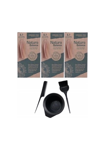 Natura Balance Saç Boyası 8.7 Altın Karamel 3 Adet+Saç Boyama Set