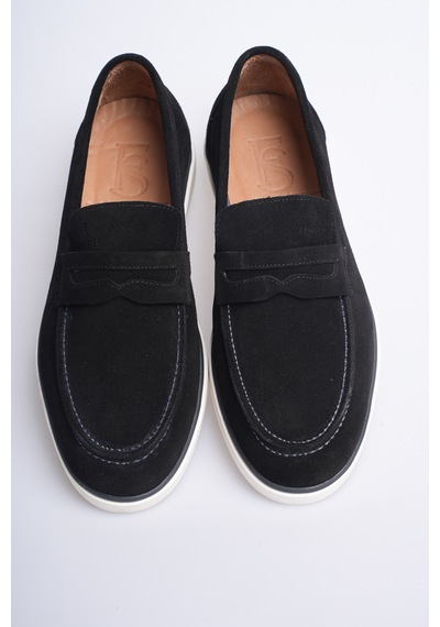 Fame Step Hakiki Deri Erkek Loafer Ayakkabı Süet Günlük Rahat Casual Mokasen Siena siyah