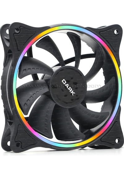 Dark Sessiz 12cm FRGB 1200 RPM, 36CFM, 22dBA 3Pin + Molex Sessiz, Siyah Kasa Fanı (DKCF126F)