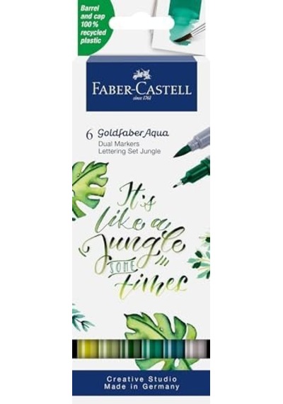 Goldfaber Aqua Çift Uçlu Markör, Kaligrafi, 6'lı Jungle