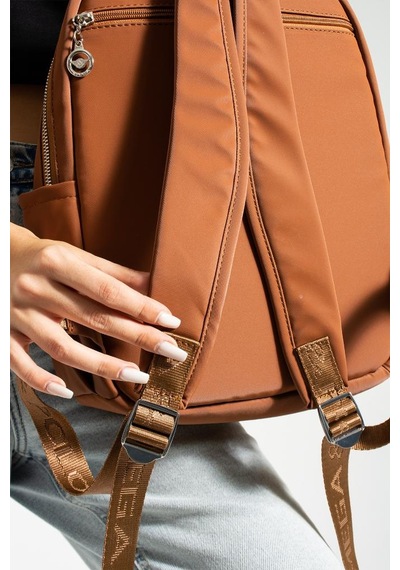 Baginn Saten Kumaş Kadın Sırt Çantası 38 28 Cm Yağmur İtici Kumaş Mega Bag Günlük Kullanıma Uygun Taba