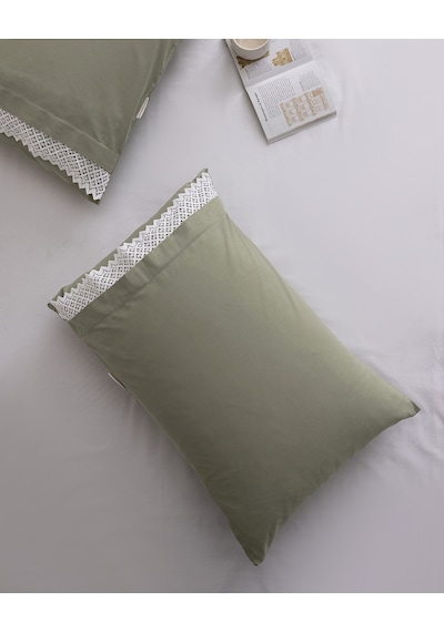 Madame Coco Ancienne Kopanakili %100 Pamuk 2'li Yastık Kılıfı - Haki 8684427304808 Çok Renkli