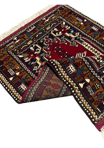 El Dokuma Sıfır Yahyalı Halısı Seccade 87x130 Kırmızı Kök Boya %100 Yün Namazlık
