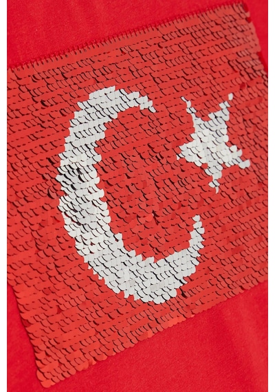Breeze Kiz Çocuk Tişört Türk Bayraklı 4-14 Yaş, Kırmızı Kırmızı