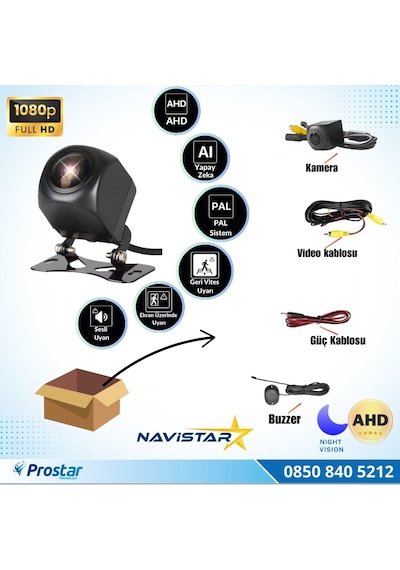 Yapay Zeka Özellikli Arka Görüş Kamerası Ahd 1080p Pal Sesli İkazlı Dc 12v