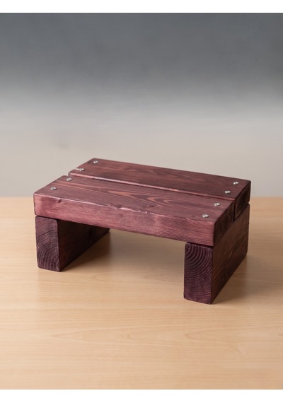 Nest Woodtr Doğal Ahşap Tek Katlı Basamak Tabure Yükseltici 30x25x15cm 1adet Koyu Maun