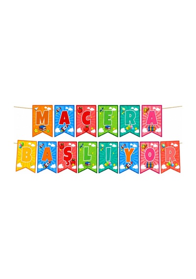 Okul Süsü Macera Başlıyor Kırlangıç Banner Okula Dönüş Sınıf Dekorasyonu 17x170 Cm Diğer