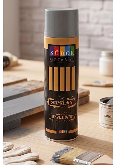 Sprey Boya 200 Ml 1 Adet Südor Hızlı Kuruyan Renkli Profesyonel Canlı Renk Ahşap Plastik Demir Metal Cam Porselen Duvar Gri