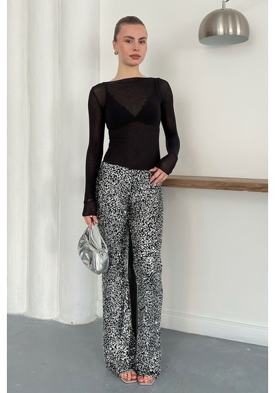 Verymoda Pullu Pantolon D2936 Gümüş