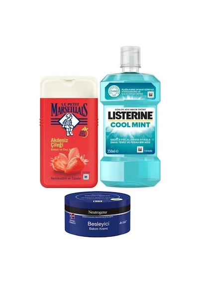 Le Petit Marseillais Akdeniz Çileği Duş Jeli 250 ML+Listerin Gargara 250 ML+Neutrogena Krem 30 ML
