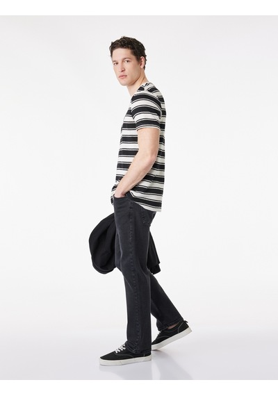 Koton Pamuklu Normal Bel Straight Fit Jean Pantolon - Mark Jean Siyah 6sam40148nd