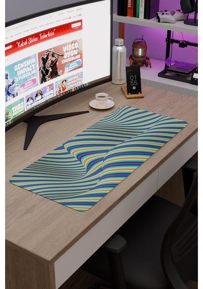 Realistik Çizgi Kaymaz Dikişli Kauçuk Oyuncu Mousepad V4 - 70x30 Xl Gaming Mouse Pad Fare Altlığı