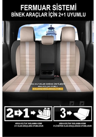 Renault Megane 2000 2020 Sinop Serisi Velur Kumaş Krem Oto Kılıfı Tam Set Tam